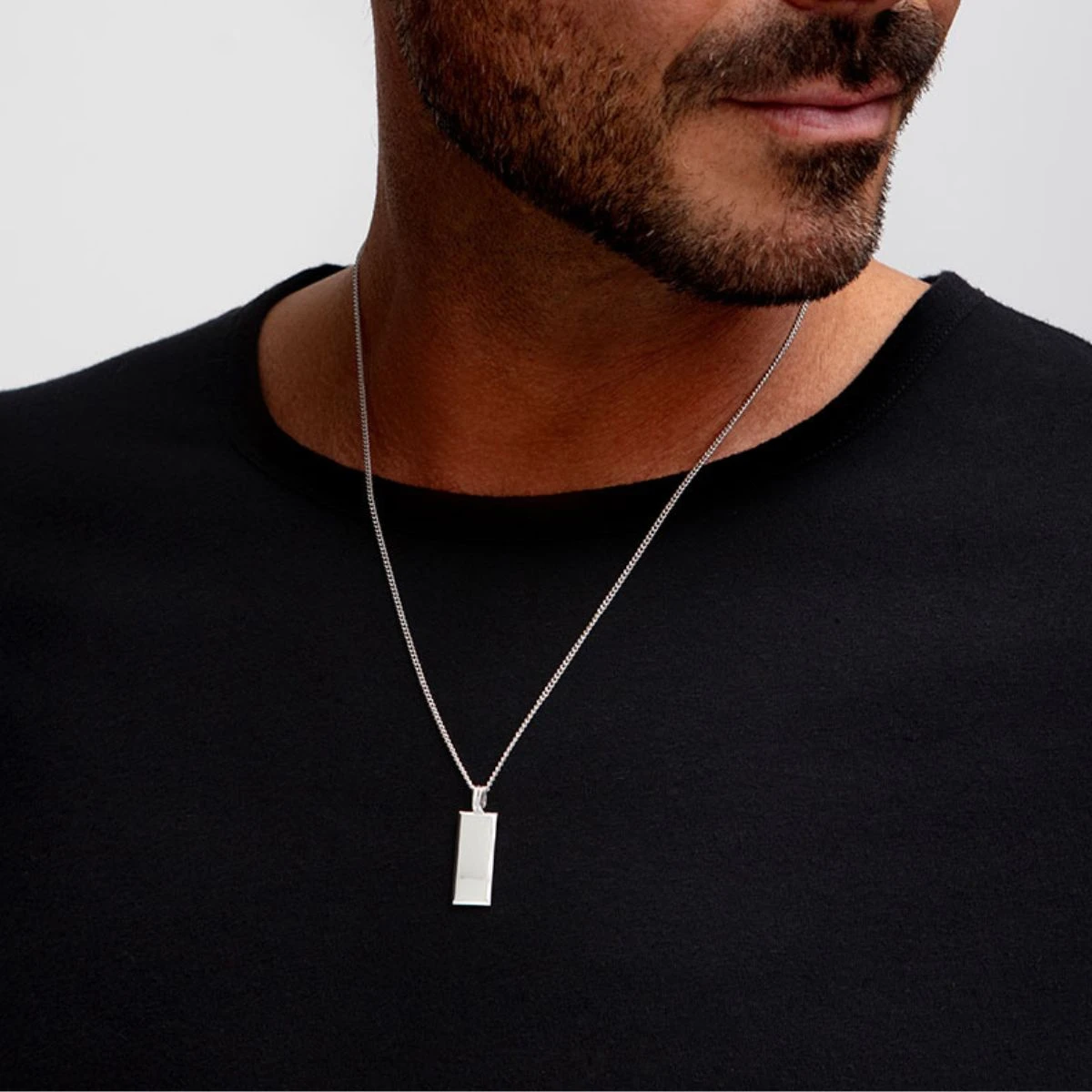 Tall Ingot Tag Men’s Necklace – 925 Solid Silver 4 Tall Ingot Tag Men’s Necklace – 925 Solid Silver - Image 2