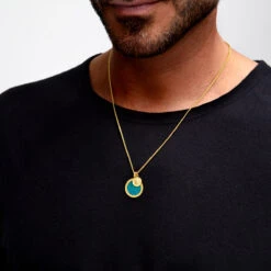 St Christopher Pendant With Compass Tag – 18K Gold Plated Solid Silver 12 St Christopher Pendant With Compass Tag – 18K Gold Plated Solid Silver -Fashion Accessories SP09377A YGP 3