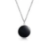 Stainless Steel Black Onyx Stone Round Necklace -Fashion Accessories ST041 N S