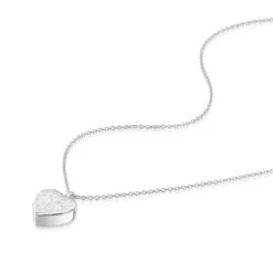 Scroll Heart Urn Ashes Necklace – Silver 12 Scroll Heart Urn Ashes Necklace – Silver -Fashion Accessories Scroll Heart Ashes Urn Necklace Flat Silver