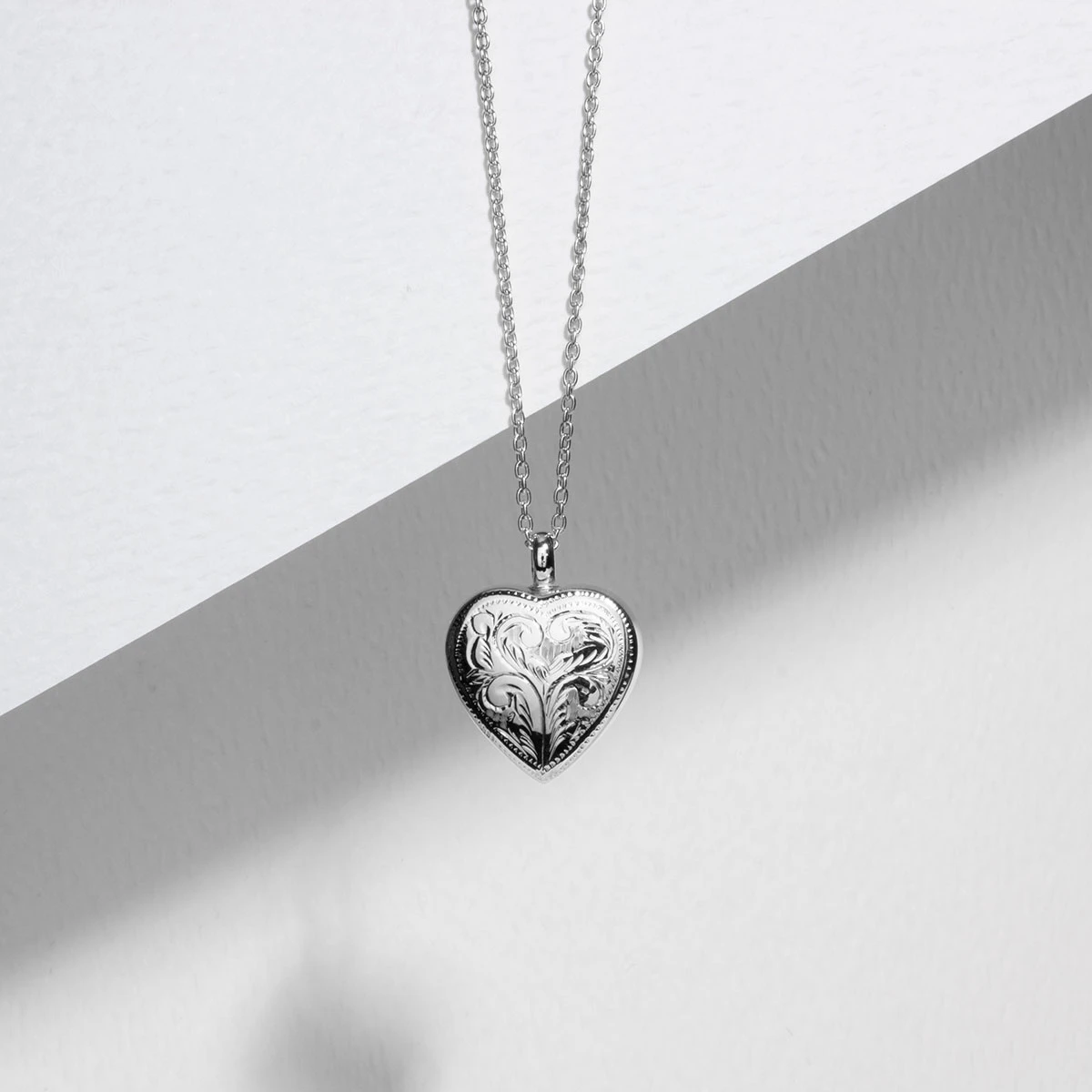 Scroll Heart Urn Ashes Necklace – Silver 4 Scroll Heart Urn Ashes Necklace – Silver - Image 2