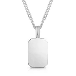Ingot Tag Men’s Necklace – 925 Solid Silver -Fashion Accessories Silver Ingot Tag Engraving SP09373A