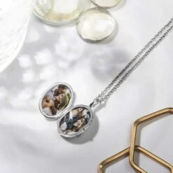 Clear Crystal Oval Personalised Locket – Silver -Fashion Accessories Silver Oval Small Medium Qual scaled 4