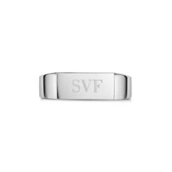 Slim Rectangular Personalised Signet Ring – 925 Solid Silver -Fashion Accessories Slim Rectangular Signet Ring Front Silver