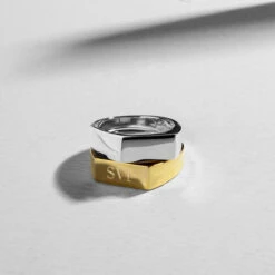 Slim Rectangular Personalised Signet Ring – 925 Solid Silver -Fashion Accessories Slim Rectangular Signet Ring Lifestyle 1