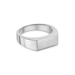 Slim Rectangular Personalised Signet Ring – 925 Solid Silver -Fashion Accessories Slim Rectangular Signet Ring Side Silver