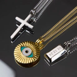 Small Ingot Men’s Necklace – Stainless Steel -Fashion Accessories Small Steel Cross Lifestyle Silver