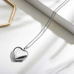 Little Silver Heart Personalised Locket -Fashion Accessories Small plain heart silver scaled 1