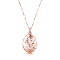 Little Oval Scroll Personalised Locket – Rose Gold