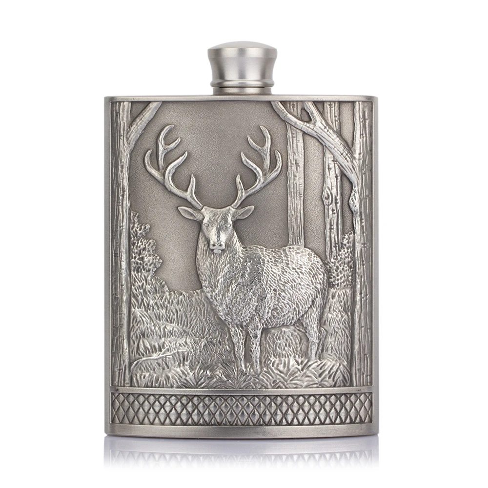 Pewter Stag Hip Flask Personalised 3 Pewter Stag Hip Flask Personalised