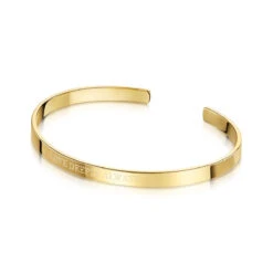 Personalised Cuff Bangle – 18K Gold Plated Solid Silver