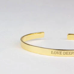 Personalised Cuff Bangle – 18K Gold Plated Solid Silver -Fashion Accessories Steel Cuff Bangle Lifestyle Gold