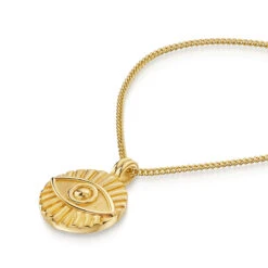 Evil Eye Personalised Men’s Necklace – 18K Gold Plated Steel -Fashion Accessories Steel Evil Eye Zoom Gold