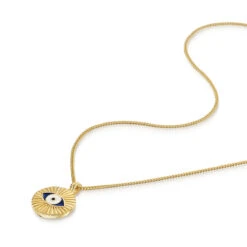 Eye Of Providence Men’s Necklace – 18K Gold Plated Steel -Fashion Accessories Steel Eye Of Providence Flat Gold