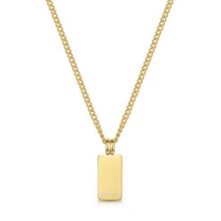 Small Ingot Men’s Necklace – 18K Gold Plated Steel -Fashion Accessories Steel Ingot Back Gold