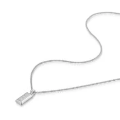 Small Ingot Men’s Necklace – Stainless Steel -Fashion Accessories Steel Ingot Flat Silver