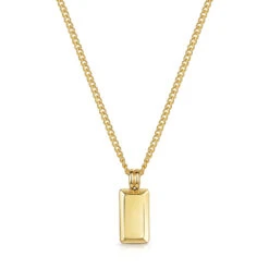 Small Ingot Men’s Necklace – 18K Gold Plated Steel -Fashion Accessories Steel Ingot Front Blank Gold
