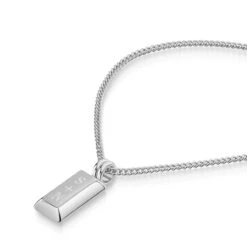 Small Ingot Men’s Necklace – Stainless Steel -Fashion Accessories Steel Ingot Zoom Silver