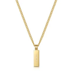 Tag Personalised Men’s Necklace – 18K Gold Plated Steel -Fashion Accessories Steel Mini Totem Back Gold