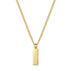 Tag Personalised Men’s Necklace – 18K Gold Plated Steel -Fashion Accessories Steel Mini Totem Front Blank Gold