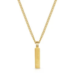 Ridged Totem Men’s Necklace – 18K Gold Plated Steel -Fashion Accessories Steel Ridged Totem Back Blank Gold