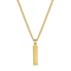 Ridged Totem Men’s Necklace – 18K Gold Plated Steel -Fashion Accessories Steel Ridged Totem Back Gold