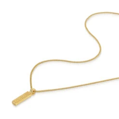 Ridged Totem Men’s Necklace – 18K Gold Plated Steel -Fashion Accessories Steel Ridged Totem Flat Gold