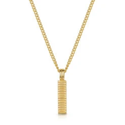 Ridged Totem Men’s Necklace – 18K Gold Plated Steel