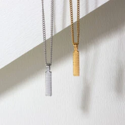 Ridged Totem Men’s Necklace – 18K Gold Plated Steel -Fashion Accessories Steel Ridged Totem Lifestyle 1