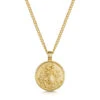 St Christopher Personalised Necklace – 18K Gold Plated Steel -Fashion Accessories Steel St Christopher Front Gold