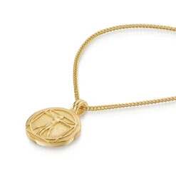 Vitruvian Man Personalised Necklace – 18K Gold Plated Steel -Fashion Accessories Steel Vitruvian Man Zoom Gold