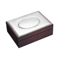 Personalised Solid Silver Beaded Wooden Keepsake Box