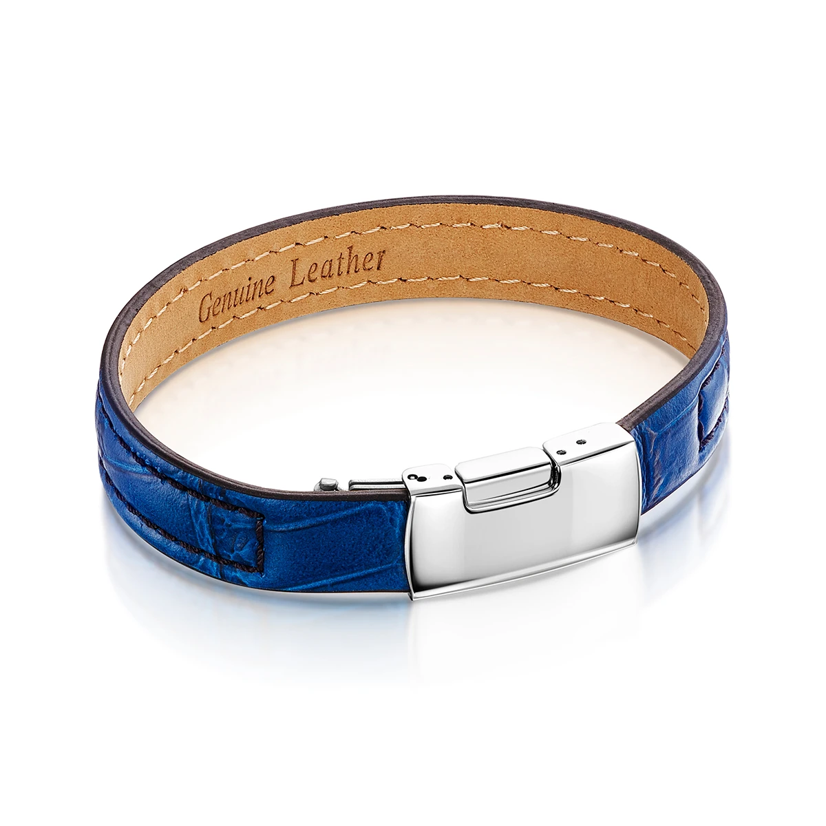 Adjustable Leather Men’s Bracelet – Blue 4 Adjustable Leather Men’s Bracelet – Blue - Image 2