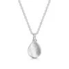 Mother Of Pearl Teardrop Urn Ashes Necklace – Silver -Fashion Accessories Teardrop MOP Ashes Urn Necklace Front Silver