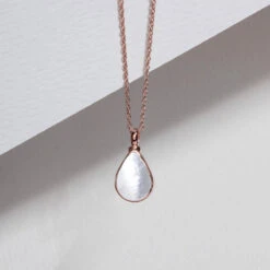 Mother Of Pearl Teardrop Urn Ashes Necklace – Rose Gold -Fashion Accessories Teardrop MOP Ashes Urn Necklace Lifestyle Rose