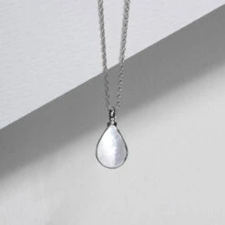 Mother Of Pearl Teardrop Urn Ashes Necklace – Silver -Fashion Accessories Teardrop MOP Ashes Urn Necklace Lifestyle Silver
