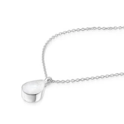 Mother Of Pearl Teardrop Urn Ashes Necklace – Silver -Fashion Accessories Teardrop MOP Ashes Urn Necklace Zoom Silver
