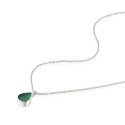 Malachite Teardrop Urn Ashes Necklace – Silver -Fashion Accessories Teardrop Malachite Ashes Urn Necklace Flat Silver