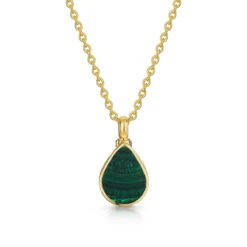 Malachite Teardrop Urn Ashes Necklace – Gold