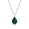 Malachite Teardrop Urn Ashes Necklace – Silver -Fashion Accessories Teardrop Malachite Ashes Urn Necklace Front Silver