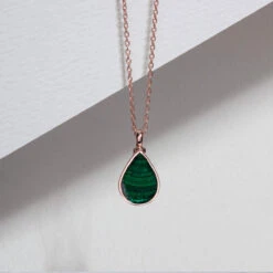 Malachite Teardrop Urn Ashes Necklace – Rose Gold -Fashion Accessories Teardrop Malachite Ashes Urn Necklace Lifestyle Rose
