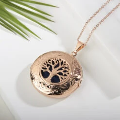Large Tree Of Life Personalised Locket – Rose Gold 18 Large Tree Of Life Personalised Locket – Rose Gold -Fashion Accessories Tree Of Life rose gold 3