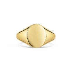 Oval Personalised Signet Ring – 18K Gold Plated Solid Silver 12 Oval Personalised Signet Ring – 18K Gold Plated Solid Silver -Fashion Accessories Vertical Oval Signet Ring Front Blank Gold