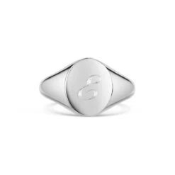 Oval Personalised Signet Ring – 925 Solid Silver -Fashion Accessories Vertical Oval Signet Ring Front Silver