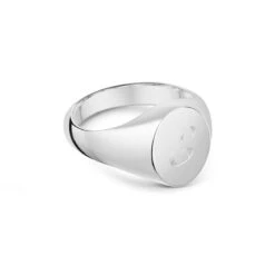 Oval Personalised Signet Ring – 925 Solid Silver -Fashion Accessories Vertical Oval Signet Ring Side Silver