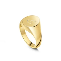Oval Personalised Signet Ring – 18K Gold Plated Solid Silver