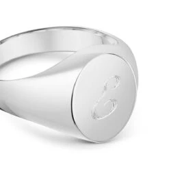 Oval Personalised Signet Ring – 925 Solid Silver -Fashion Accessories Vertical Oval Signet Ring Zoom Silver