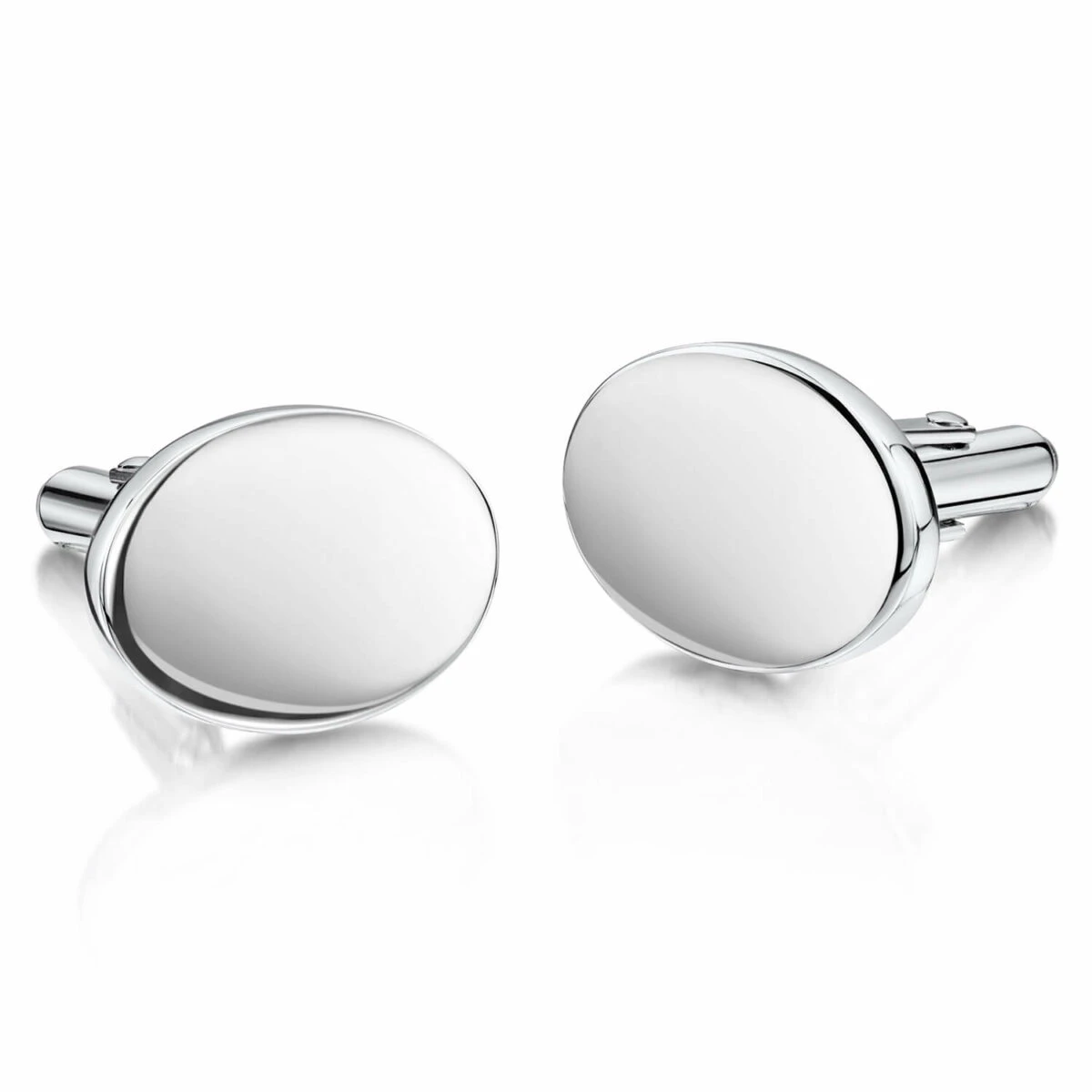 Solid Silver Oval Cufflinks – Classic 3 Solid Silver Oval Cufflinks – Classic