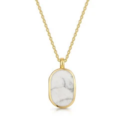Small Howlite Dog Tag Locket – Gold
