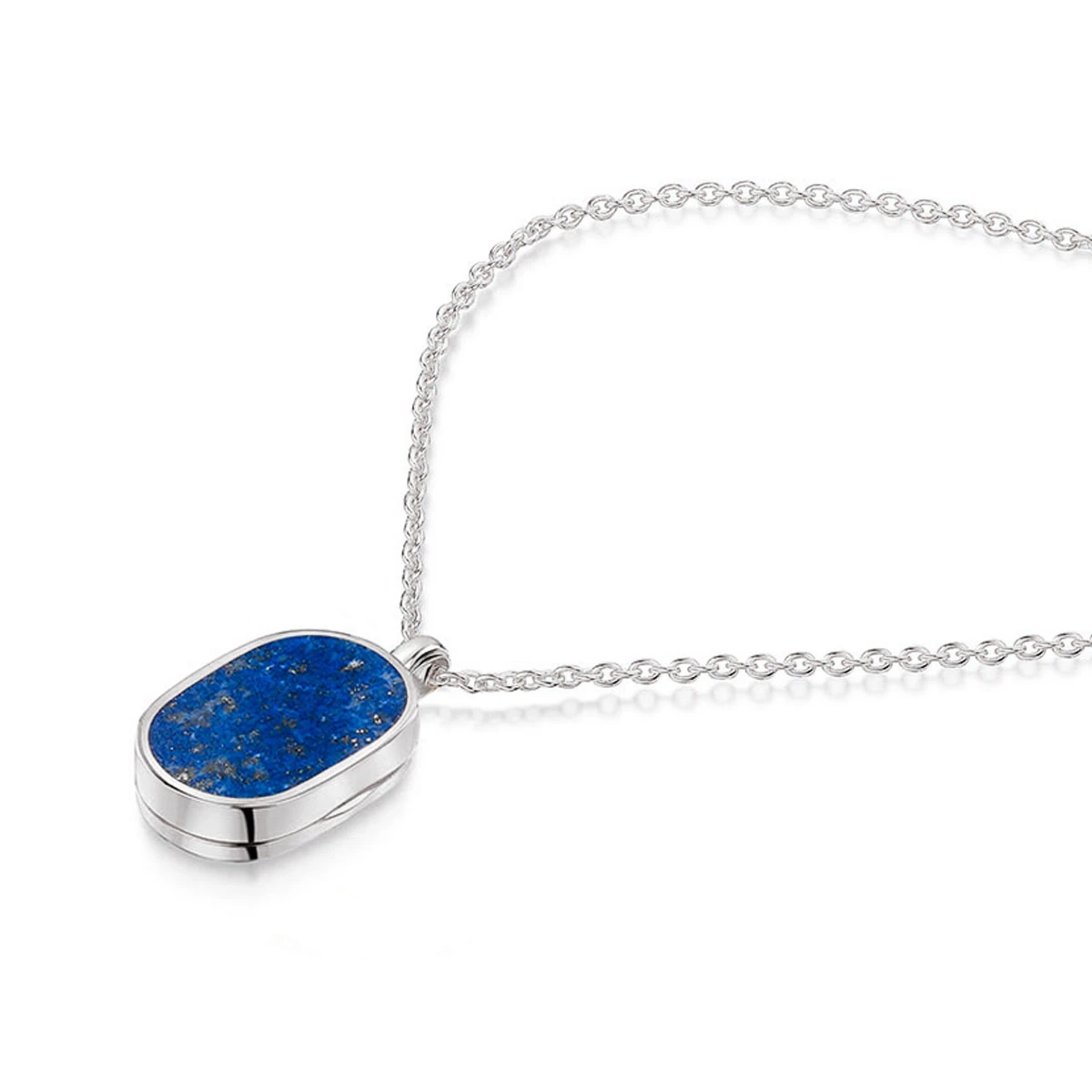 Small Lapis Dog Tag Locket – Silver 6 Small Lapis Dog Tag Locket – Silver - Image 4